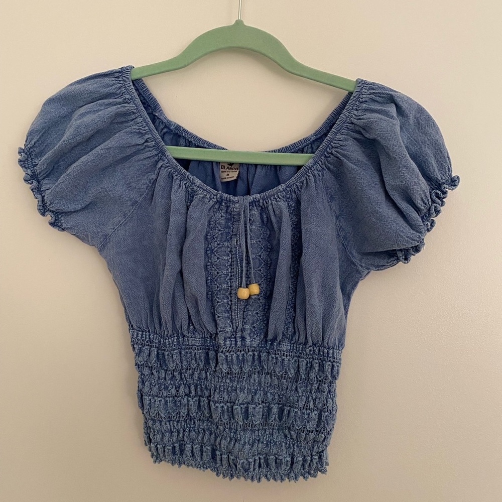 Periwinkle top.
